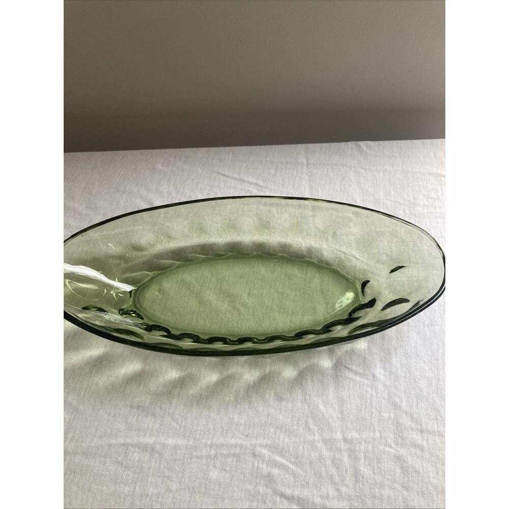 Avocado Green, Relish/Celery Dish Reflection Thumbprints by HAZEL-ATLAS Avocado